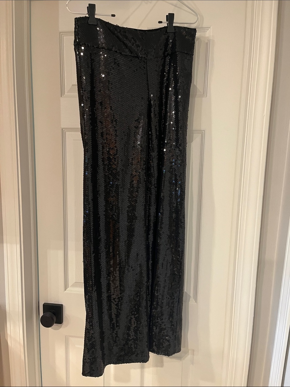 White House Black Market Black Sequin Straight-Leg Pants